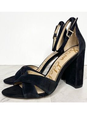 Sam Edelman Yancy Black Suede Block Heel Sandal 9M